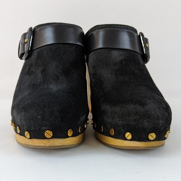 Veronica Beard Dacey Clog Suede Studded Trim Stacked Heel Black 9.5 NWOB - Picture 8 of 14